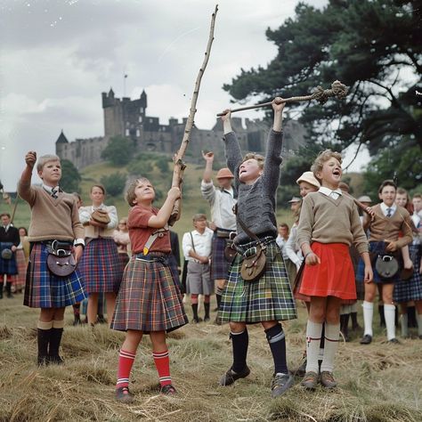 "Highland Games Fun: #ChildrenInKilts enjoying traditional #ScottishGames with a #HistoricCastle in the background. #kidsplay #TartanTradition #familyfun ⬇️ Download and 📝 Prompt 👉 https://stockcake.com/i/highland-games-fun_451867_490087" Scottish Games, Independence Day India, Highland Games, Tartan Kilt, Fun Image, A Castle, 2025 Vision, Cartoon Cat, Kilt