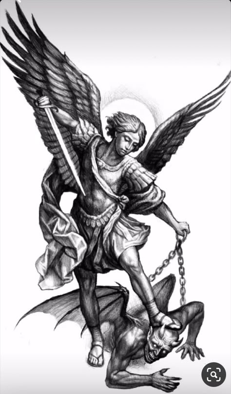 Arc Angel Tattoo Design, Michael Defeating Lucifer Tattoo, Arch Angel Tattoo Saint Michael, Saint Michael Drawing Art, St Michael Tattoo Chest, Arc Angle Michael Tattoo, Saint Micheal Tattoo Design, Arch Angel Michael Art, Chapel Tattoo Design