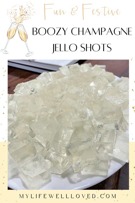 Visit here to check out Champagne Jello Shots For Parties on My Life Well Loved! If you are looking for a boozy champagne jello shots recipe then this is the blog post for you. Get inspired to create this easy champagne jello shot. This jello shots recipe is perfect for your next party. Your friends and family will surely love these jello shots. There is nothing better than having jello shots for Christmas. You won't want to miss out on these delicious and festive champagne shots. Champagne Shots, Champagne Jello, Champagne Jello Shots, Champagne Birthday, Jello Shot, Champagne Party, Jello Shots, Drinks Recipes, Ideas Party