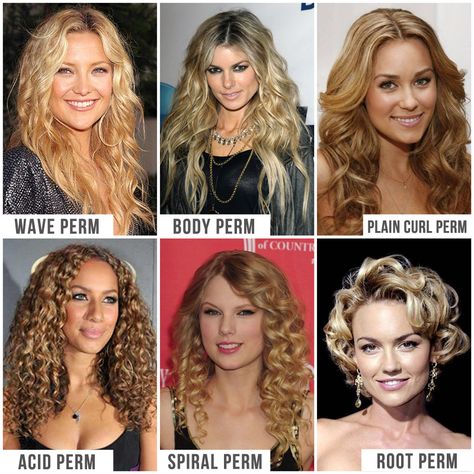 All types of perms! I wouldn't Reccomend bleaching and perm, but the curl patterns give you a nice visual. Body Perm, Body Wave Perm, Long Hair Perm, Spiral Perm, Wave Perm, Getting A Perm, Hair 101, Permed Hairstyles, Hair Waves