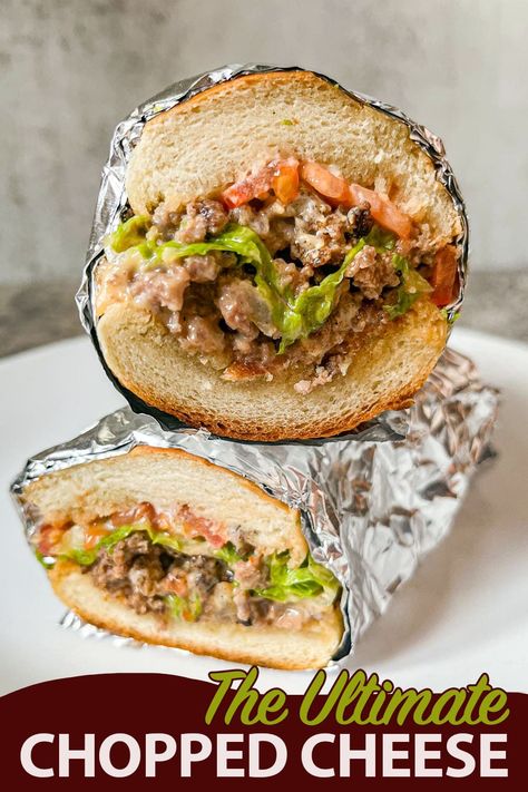 Ground Beef Grinder Sandwich, Recipes With Hoagie Rolls, Chopped Hamburger Sandwich, Bodega Chopped Cheese Sandwich, Cheese Burger Subs Ground Beef, Hoagie Roll Dinner Ideas, Ground Beef Cheese Steak Sandwich, Hoagie Roll Sandwich Ideas, Chop Cheese Burger