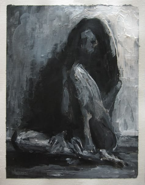 Tragic Art Paintings, Dark Illustration Art Thoughts, Self Distraction Art, Internal Screaming Art, Dark Emotional Painting, Acrylic Painting Creepy, Expressive Painting Feelings, Dark Expressionism Art, Emotional Oil Painting