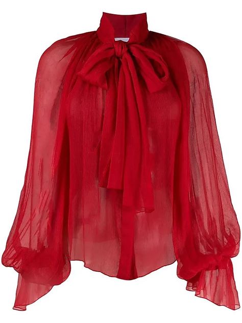 Chifon Dress, Couture Outfits, Red Blouse, Pleated Blouse, Moda Vintage, Looks Chic, Chiffon Blouse, Red Blouses, Lady Dior