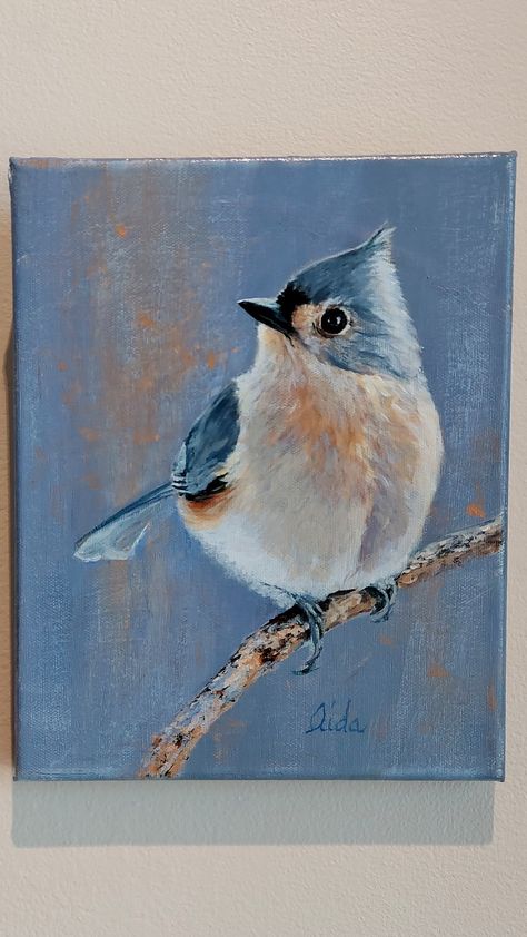 Bird Art Acrylic, Birds Painting Acrylic Canvases, Painting Birds Acrylic, Easy Bird Painting Acrylics, Simple Bird Painting, Birds To Paint, Acrylic Bird Painting, Blue Bird Painting, Bird Art Painting