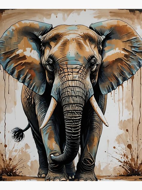 Elephant Portrait, Elephant Artwork, Elephant Pictures, Elephant Illustration, Elephant Drawing, Colorful Elephant, Animals Amazing, Elephant Painting, Wildlife Paintings