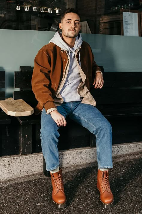 Brown Dr Martens Outfit Men, Brown Leather Boots Outfit Men, Brown Dress Boots Men Outfit, Brown Doc Martens Outfit Men, Brown Dr Martens Outfit, Brown Boots Outfit Men, Brown Leather Boots Outfit, Brown Jeans Men, Brown Doc Martens Outfit