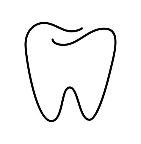 Tooth logo icon for dentist or stomatology dental care design template. Vector isolated black line contour symbol for dentistry clinic or medical center and toothpaste package Dental Tattoo Ideas Dentists, Dental Logo Dentists, Tooth Outline, Dentistry Clinic, Tooth Logo, Teeth Aesthetic, Dental Clinic Logo, Tooth Icon, Teeth Covers