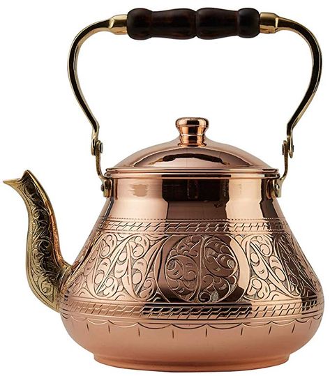 AmazonSmile | DEMMEX 2019 Heavy Gauge 1mm Thick Natural Handmade Turkish Copper Engraved Tea Pot Kettle Stovetop Teapot, LARGE 3.1 Qt - 2.75lb (Engraved Copper): Teapots Copper Tumblers, Bohemian Style Home, Copper Tea Kettle, Whistling Tea Kettle, Copper Kettle, Copper Kitchen, Handmade Copper, Tea Kettle, Tea Pot