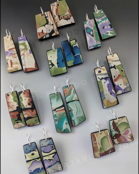 Polymer Inspiration, Polymer Clay Jewelry Tutorials, Fajardo, Polymer Earrings, Polymer Clay Canes, Polymer Clay Diy, Polymer Clay Jewelry Diy, Mokume Gane, Polymer Jewelry