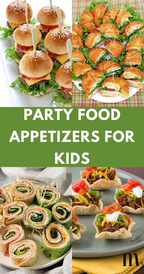 Wow your little guests with these fun and tasty party food appetizers for kids! From savory to sweet, these easy-to-make bites will be a hit at any celebration. Perfect for birthdays, playdates, or family gatherings! Kids Party Appetizers, Kid Party Appetizers, Party Food For Toddlers, Kid Friendly Party Food, Kids Party Menu, Birthday Party Meals, Ideas For Party Food, Kids Birthday Snacks, Kids Birthday Food