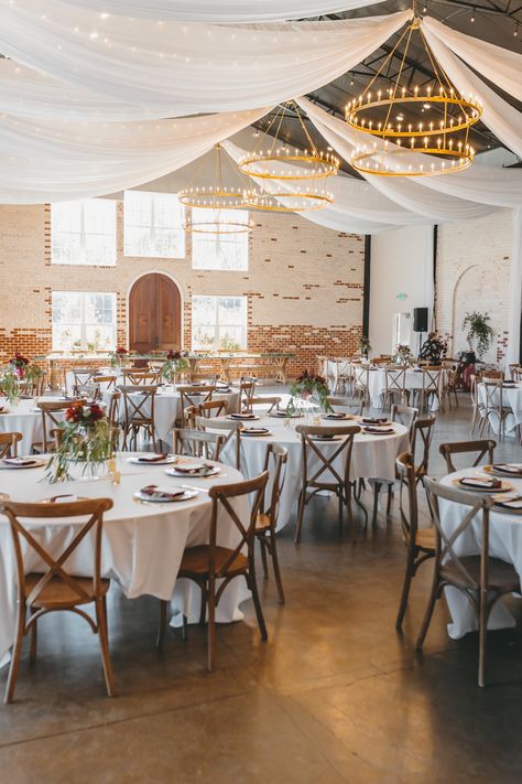 Exposed Brick Wedding, Brick Wedding Venue, Brick Wedding, Howe Farms, Romantic Reception, Indoor Wedding Reception, Outdoor Dance Floors, Wedding Reception Hall, Industrial Wedding Venues