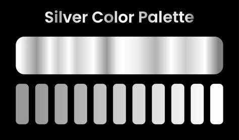 silver color palette. gradient silver color Silver Color Palette Colour Schemes, Metalic Color Pallete, Metallic Silver Color Palette, Silver Pallete Color, Metal Color Palette, Silver Colour Palette, Steel Color Palette, Silver Pantone, Metallic Color Palette