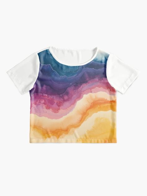 "Colorful Abstract Landscape, Watercolor Tie Dye Ocean Waves" Chiffon Top for Sale by nonsensegoods | Redbubble Abstract Landscape Watercolor, Watercolor Tie Dye, Abstract Watercolor Landscape, Landscape Watercolor, Colorful Abstract, Watercolor Landscape, Chiffon Top, Ocean Waves, Abstract Landscape