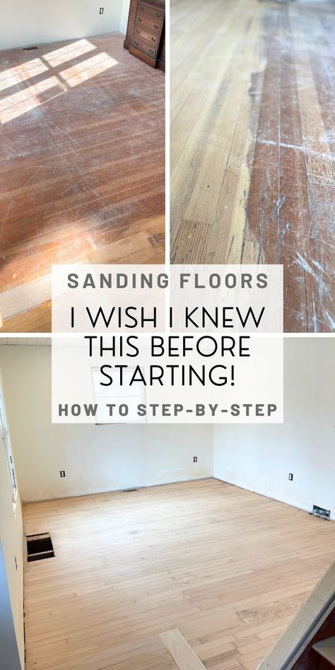 Want to know more about sanding wood floors DIY, but don’t know where to start? I survived it and here I'm sharing how to sand wood floors! If you want light sanded wood floors, here is the truth about sanding hardwood floors DIY so you can determine if you can redo your hardwood floors DIY. Forget refinish wood floors without sanding, it's not going to get you the results you want. SAVE now for more about sanding hardwood floors + discover the best tips for restoring hardwood floors DIY! Wooden Floor Restoration, Diy Hardwood Floor Refinishing, Sanding Floors, Sanding Wood Floors, Refinishing Wood Floors, Wildflower Farm, Rustic Floors, Diy Sanding, Staining Wood Floors