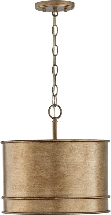 Capital Lighting 349211ML Nole Industrial Mediterranean Convertible Metal Drum Pendant/Semi Flush Ceiling Light Fixture, 1-Light 100 Watt, 14" H x 14" W, Mystic Luster - Amazon.com Mediterranean Lighting, Capital Lighting Pendant, Drum Light Fixture, Drum Pendant Lighting, Drum Light, Metal Drum, Capital Lighting, Transitional Pendant Lighting, Semi Flush Ceiling Lights