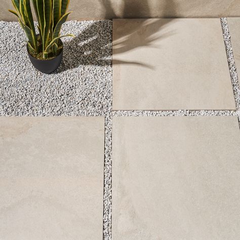 In warm tones of ivory and white with variations in color and veining, Acadia Linen Beige 24x24 Limestone Look Matte Porcelain 2CM Paver brings an elegant quartz-look to a large square format for outdoor spaces. Enhanced by an organic-looking matte finish, and with the dependable durability of 2 CM thick porcelain, this tile makes the exquisite beauty of natural stone an affordable and practical option. The earthy textures and natural tones of limestone, slate, and quartz are featured in our por Cream Backsplash, Limestone Pavers, Outdoor Porcelain Tile, Outdoor Pavers, Affordable Tile, Paver Designs, Concrete Patio Designs, Paver Tiles, Limestone Flooring