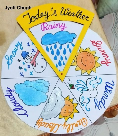 Weather Projects For Kindergarten, Weather Related Activities For Kids, Classroom Weather Board, Diy Weather Chart For Kids, Weather Projects For Kids, Weather Chart Ideas, Weather Worksheets Preschool, Weather Report For Kids, Weather Preschool Activities