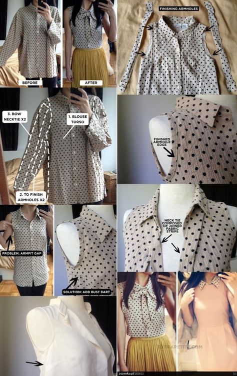 Umgestaltete Shirts, Blue Checkered Shirt, Remake Clothes, Diy Clothes Refashion, Diy Clothes Videos, Diy Vetement, Cute Aprons, Shirt Refashion, Couture Mode