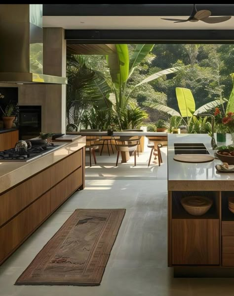 Contemporary Architecture Interior, Melbourne Interior Design, Villa House Design Modern, Modern Sustainable Architecture, Tropical Contemporary House Interiors, Modern Architecture House Interior, Modern Balinese House, Balinese House Design, Jungle House Aesthetic