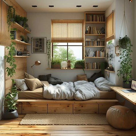 Tiny Minimalist Bedroom, 3 Person Bedroom Ideas, Tidy Up The Room, Fun Room Ideas For Teens, Minimalistic Interior Bedroom, Eco Bedroom Ideas, Bedroom High Bed, Bed Small Room Ideas, Small Room Ideas Bedroom Space Saving