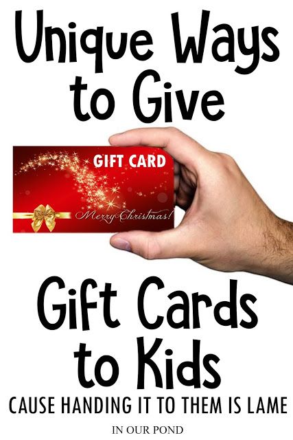 Unique and fun ways to give gift cards to kids // Life in Our Pond // Cause just handing it to them is lame Gift Card Presentation For Kids, Ways To Give Gift Cards, Funny Gift Cards, Gift Card Presentation, Free Gift Cards Online, Unique Gift Cards, Target Gift Cards, Wrapping Gift Cards, Food Gift Cards