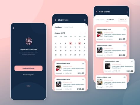 Event App UI Design by pritesh การออกแบบ Ui Ux, Desain Ux, Application Ui Design, To Do App, Event App, App Design Layout, Ui Design Mobile, Digital Communication, App Ideas