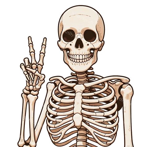 Skeleton Thumbs Up, Skeleton Parts Drawing, Funny Skeleton Drawing, Skeleton Art Cartoon, Skeleton Hand Peace Sign Tattoo, Skeleton Line Art, Silly Skeleton Drawing, Human Skeleton Art, Peace Graphic Design