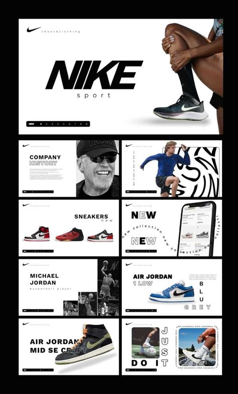 Presentation design | Презентация Nike Presentation Design, Presentation Slides Design Layout, Figma Graphic Design, Sports Presentation Design, Creative Presentation Design Ideas, Figma Presentation Design, Branding Presentation Design, Brand Presentation Design, Slide Presentation Design