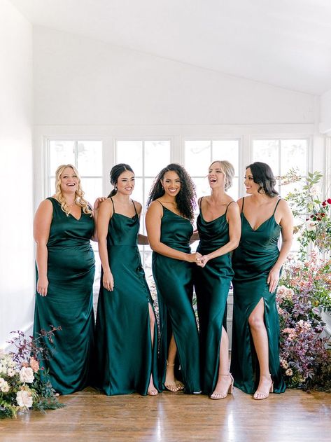 Dark Green Bridesmaid Dresses, Green Satin Bridesmaid Dresses, Dark Green Bridesmaid, Forest Green Bridesmaid Dresses, Hunter Green Bridesmaid Dress, Green Dress Outfit, Emerald Green Bridesmaid Dresses, Dark Green Bridesmaid Dress, Teal Bridesmaid