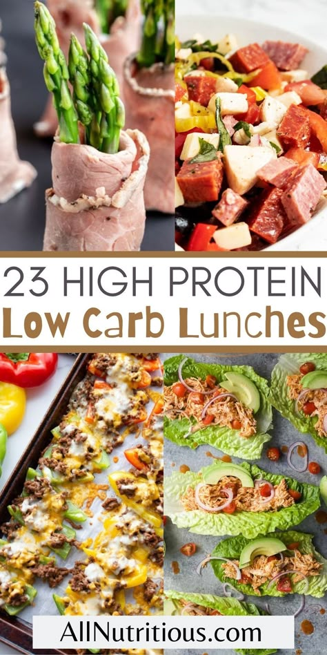 You can easily enjoy more filling high protein meals for your low carb diet when you make any of these nutritious high protein low carb lunch recipes. These healthy high protein lunches are perfect for any day of the week. High Protein Low Calorie Lunch, Low Carb High Protein Lunch, High Protein Low Carb Lunch, Calorie Lunch Ideas, Low Calorie Lunch Ideas, Low Calorie Lunch, Make Lunch, Lunch Options, Low Carbohydrate Recipes