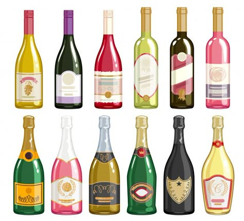 Wine Bottle Clipart, Wine Bottle Drawing, Wine Bottle Illustration, Cute Wine Bottle, Bar Illustration, Bottle Illustration, Wine Rose, Wine Bottle Stickers, Bottle Drawing