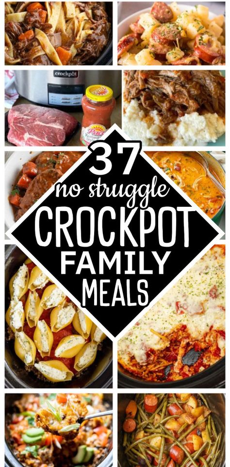 37 No Struggle Crock Pot Family Meals and Simple Dump Dinners - cheap dinners for a family budget weekly meals menu planning easy dump and go crockpot meals easy low mess dinner easy crockpot dinner recipes for family with kids Crockpot Dinners On A Budget, Cheap Simple Crockpot Meals, Fast Family Meals Easy Dinners, Family Meals With Leftovers, Long Crockpot Meals, Five Ingredients Or Less Crockpot Meals, Easiest Family Dinner, Four Hour Crock Pot Meals, 30 Day Dinner Menu Families