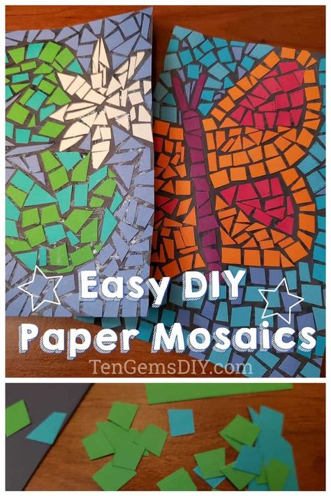 Mosaic Art Construction Paper, Mosaic Using Paper, Elementary Class Art Projects, Paper Mosaics Ideas Art Projects, Elementary Mosaic Art Projects, Mosaic Projects Paper, Scrap Paper Art Projects, Mosaic Kids Craft, Crafts With Scrap Paper