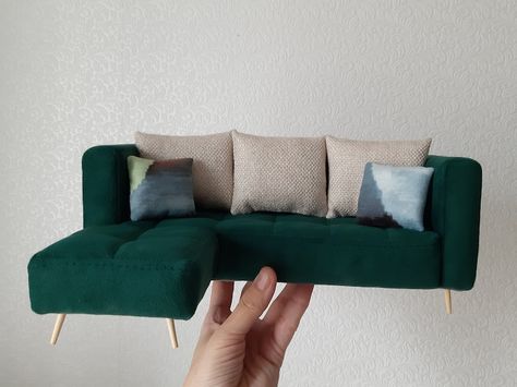 Miniature Scandinavian Sofa. Modern Dollhouse Furniture | Etsy Mini Sala, Scandinavian Sofa, Scandinavian Sofas, Mini Sofa, Modern Dollhouse Furniture, Dollhouse Living Room, Furniture Design Sketches, Doll Furniture Diy, Diy Barbie Furniture