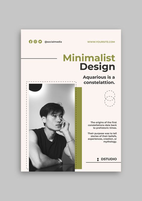 Minimalist Design Studio Flyer Minimalist Flyer, Lagom Design, Minimalist Inspiration, Flyer Design Layout, Flyer Layout, Poster Layout, Design Minimalist, Fashion Poster, Business Branding