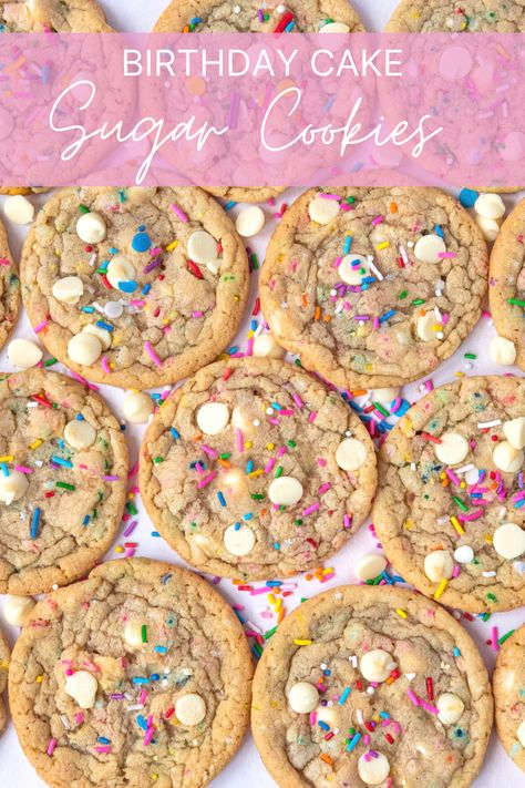 Cookie Toppings Ideas, Birthday Cake Sugar Cookies, Baking Recipes Sweet, Cake Sugar Cookies, Summer Cookie, Spring Dessert, Fun Baking, Recipe Dessert, Recipes Sweet