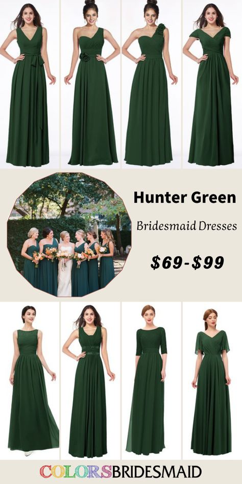 Modest hunter green bridesmaid dresses on sale under $100, in 600+ custom-made styles and all sizes. 150+colors, made to order, fast arrived, color sample available. #colsbm #bridesmaids #bridesmaiddresses #greenwedding #modestweddingdress #weddingideas #huntergreendress b2054 Green Bridesmaid Dresses Satin, Hunter Green Bridesmaid Dresses, Hunter Green Bridesmaid, Hunter Green Bridesmaid Dress, Color Bridesmaid Dresses, Hunter Green Wedding, Hunter Green Dresses, Hunter Green Color, Bridesmaid Dresses Satin