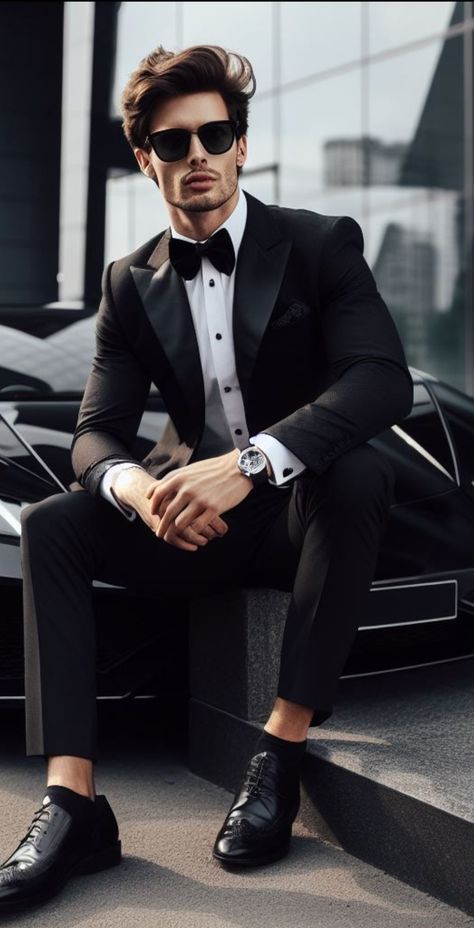 Men Casino Outfit, Black Man In Suit Classy, Groom Tuxedo Wedding Classy, Men In Suits Classy, Handsome Man In Suit, Elegant Christmas Outfit, Denise Mercedes, Tux Wedding, Groom Suit Black