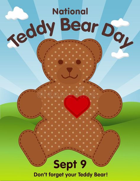 National Teddy Bear Day, Teddy Bear Cartoon, Teddy Bear Day, National Holiday, Blue Dots, National Holidays, Bear Cartoon, Teddy Bears, Stock Illustration