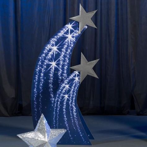 3 ft. 10 in. to 6 ft. 2 in. Shooting Star Standee Set 3 feet 10 inches to 6 feet 2 inches Shooting S Starry Night Prom, Night To Shine, Star Centerpieces, Starry Night Wedding, Prom Themes, Prom Theme, Star Party, Star Wars Party, Stage Decorations