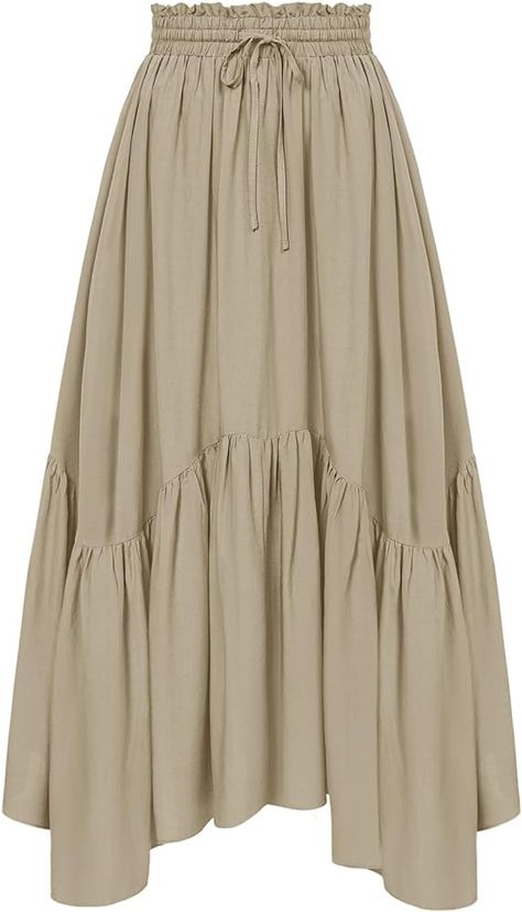 Amazon.com: Green Maxi Skirt for Women High Waisted Summer Long Skirt with Pockets Grey Green L : Clothing, Shoes & Jewelry Long Pretty Skirts, Cute Long Skirts, Unique Skirts Design, Long Skirt With Pockets, Summer Long Skirt, Skirt Outfits Ideas, Grey Clothes, Vintage Style Skirts, Bridesmaid Dresses Ideas