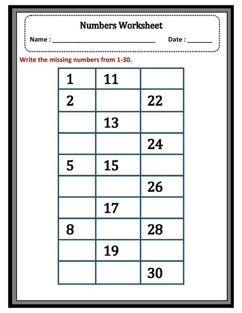 missing numbers 1-30 Kindergarden Math, Missing Number Worksheets, Class Worksheets, Pen Holder Diy, Shape Worksheets For Preschool, Maths Worksheet, Triangle Worksheet, Holiday Worksheets, Numbers Kindergarten