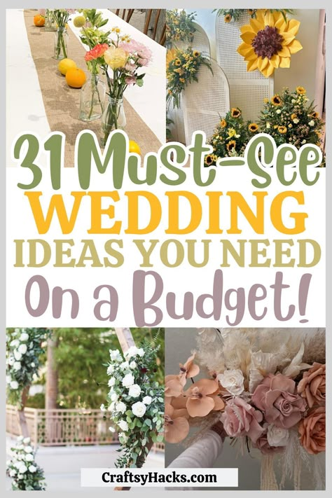 Discover wedding decorations on a budget to elevate your special day. Explore beautiful wedding ideas with our collection of cheap wedding decor, perfect for planning your dream day without breaking the bank. June Wedding Decor Ideas, Frugal Wedding Decorations, Outdoor Wedding Decorations On A Budget, Sweet Wedding Ideas, Fun Wedding Decor Ideas, Fun Wedding Reception Ideas Creative, Summer Wedding Ideas On A Budget, Budget Friendly Wedding Decor, Cheap Diy Wedding Decor