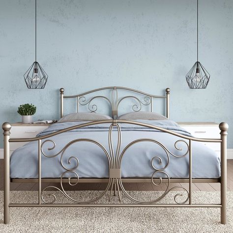 Bombay Platform Bed King Size Metal Bed Frame, Steel Bed Design, Queen Metal Bed, Wrought Iron Beds, Iron Bed Frame, Steel Bed, King Size Bed Frame, Period Furniture, Bedroom Bed Design