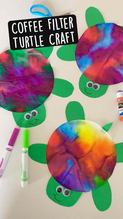 Coffee Filter Turtle Craft in 2022 | Preschool crafts, Preschool art, Preschool art activities Turtle Craft, Ocean Theme Preschool, Pets Preschool Theme, Turtle Crafts, Preschool Projects, Summer Preschool, Toddler Arts And Crafts, Preschool Arts And Crafts, Daycare Activities