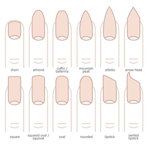 Nagel Form, Nail Shape Chart, Famous Nails, Types Of Nails Shapes, Spongebob Nails, Nails Shape, Ten Nails, Natural Nail Art, Nails Oval