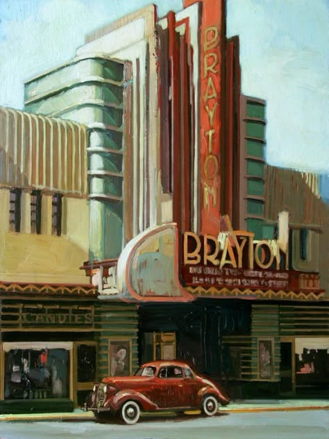 Art Deco Theater, Art Deco Paintings, Summer Deco, Art Deco Illustration, Streamline Moderne, Art Deco Buildings, Livingstone, Deco Architecture, Movie Theaters