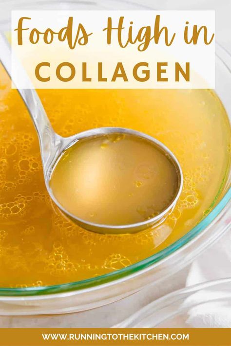 Discover the secret to radiant skin, healthy hair, and strong joints with collagen-rich foods! Dive into a world where bone broth, fatty fish, poultry, and leafy greens become your allies in enhancing your body's collagen production. Embrace a diet filled with vitamin C, amino acids, and antioxidants to naturally boost and preserve your collagen levels. Say goodbye to expensive supplements and hello to a nourishing way of eating that supports your skin's elasticity, hydration & overall health. Collagen Foods, Collagen Boosting Foods, Collagen Rich Foods, Health Benefits Of Collagen, Longevity Recipes, Collagen Recipes, Collagen Drink, Using A Pressure Cooker, Collagen Benefits