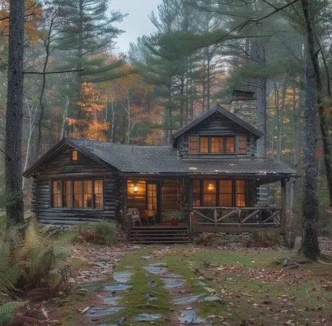 Two Story Log Cabin, Slender Mansion, Cottages In The Woods, Two Story Cabin, Oregon Living, Wood Cabin, Log Cabin Rustic, Cabin Rustic, In My 20s