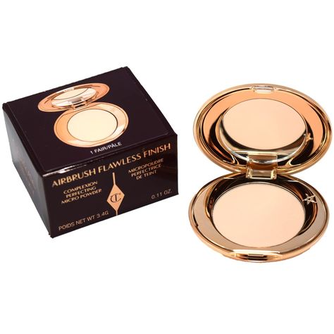 Charlotte Tilbury Mini Airbrush Flawless Finish Setting Pressed Compact Makeup Face Powder for Women Face Imperfections, Charlotte Tilbury Mini, Lemon Face, Lemon Face Mask, Travel Size Makeup, Magic Makeup, Mini Makeup Bag, Compact Makeup, Charlotte Tilbury Makeup